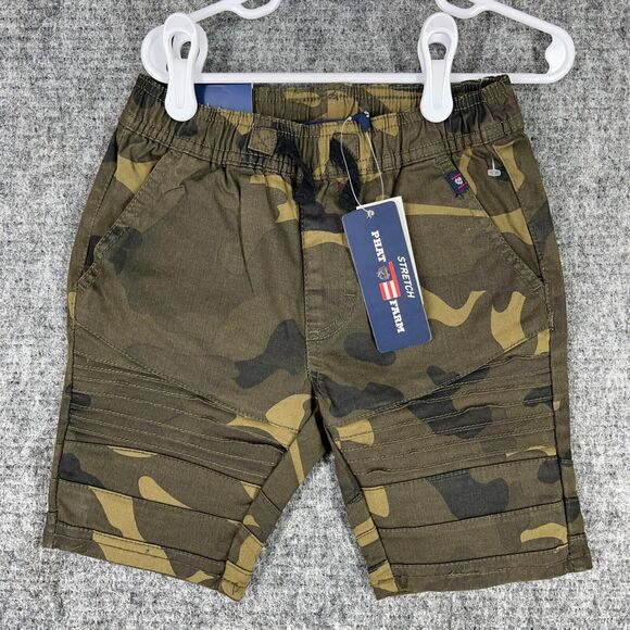 Phat Farm Shorts Boys 6 Green Camo Stretch Waist‎ Youth Designer Military - Picture 1 of 7